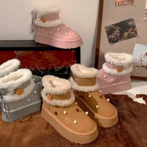 Ladies' Snow Boots Cute Furry Warm Thick Sole 2026 Autumn and Winter New Style with Plush and Thick Cotton Shoes
