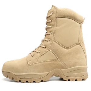 Winter New High-Top Sand-Colored Work Boots Suede Leather Upper Breathable Mesh Lining Side Zipper Easy On/Off EVA Outsole Toe