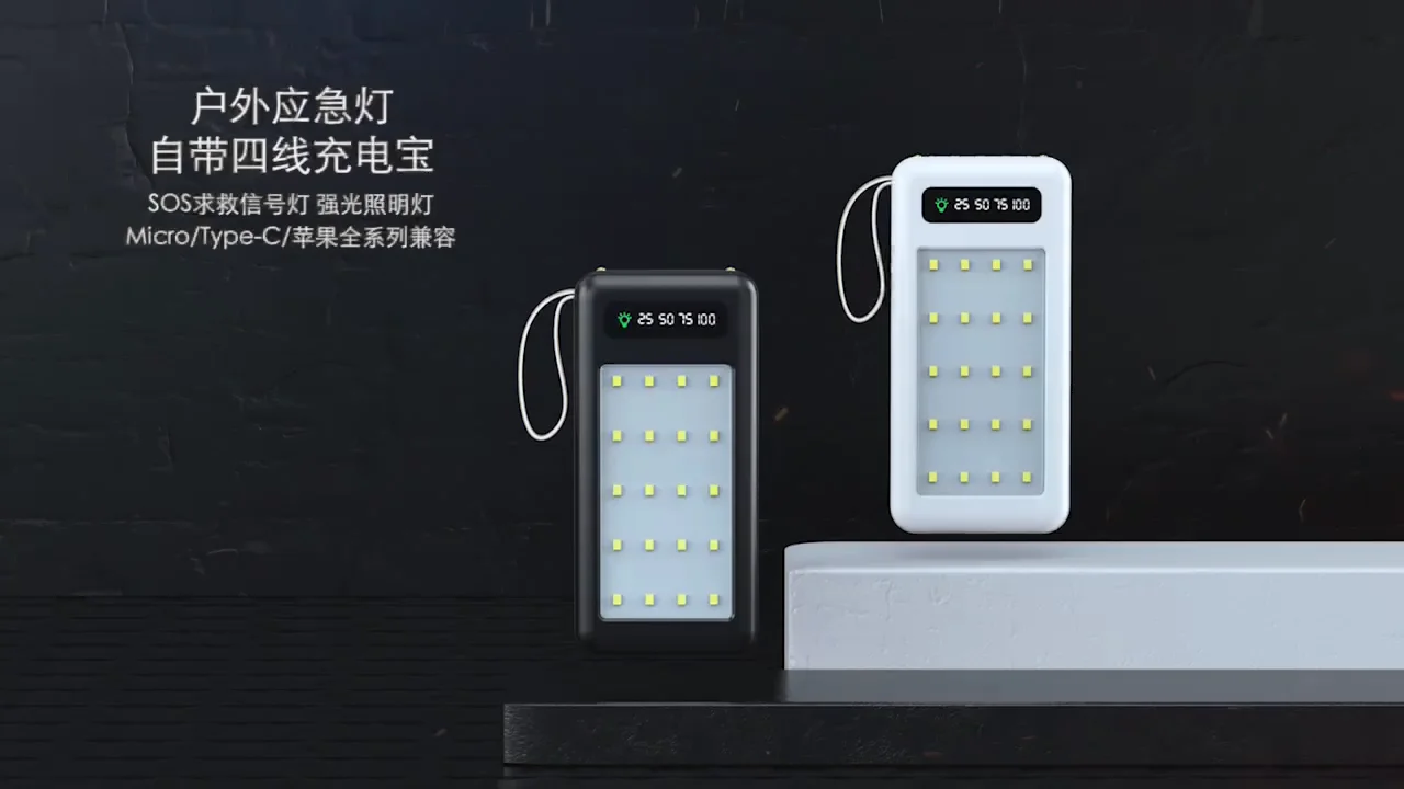 Hiking Power Bank With High Light 10000 Mah Power Bank Popular Led
