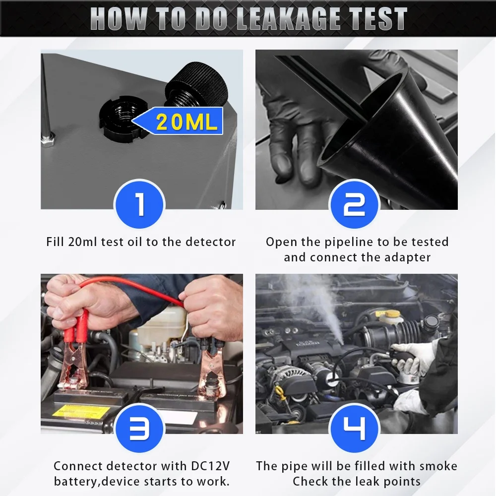 SAMFD Smoke Machine with Air Pressure Leak Detector Car EVAP Detect Pipe Smoke Leakage Analyzer