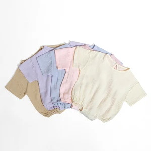 Newest Selling Baby Short Sleeves Summer Crew Neck Comfortable Cotton Baby Rompers with Snap Button Closure