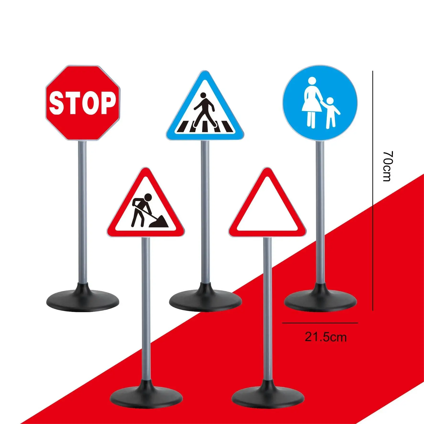 Wholesale 5Pcs DIY Signpost Model Large Medium Size Simulated Road Traffic Sign Safety Kids Montessori Educational Toy