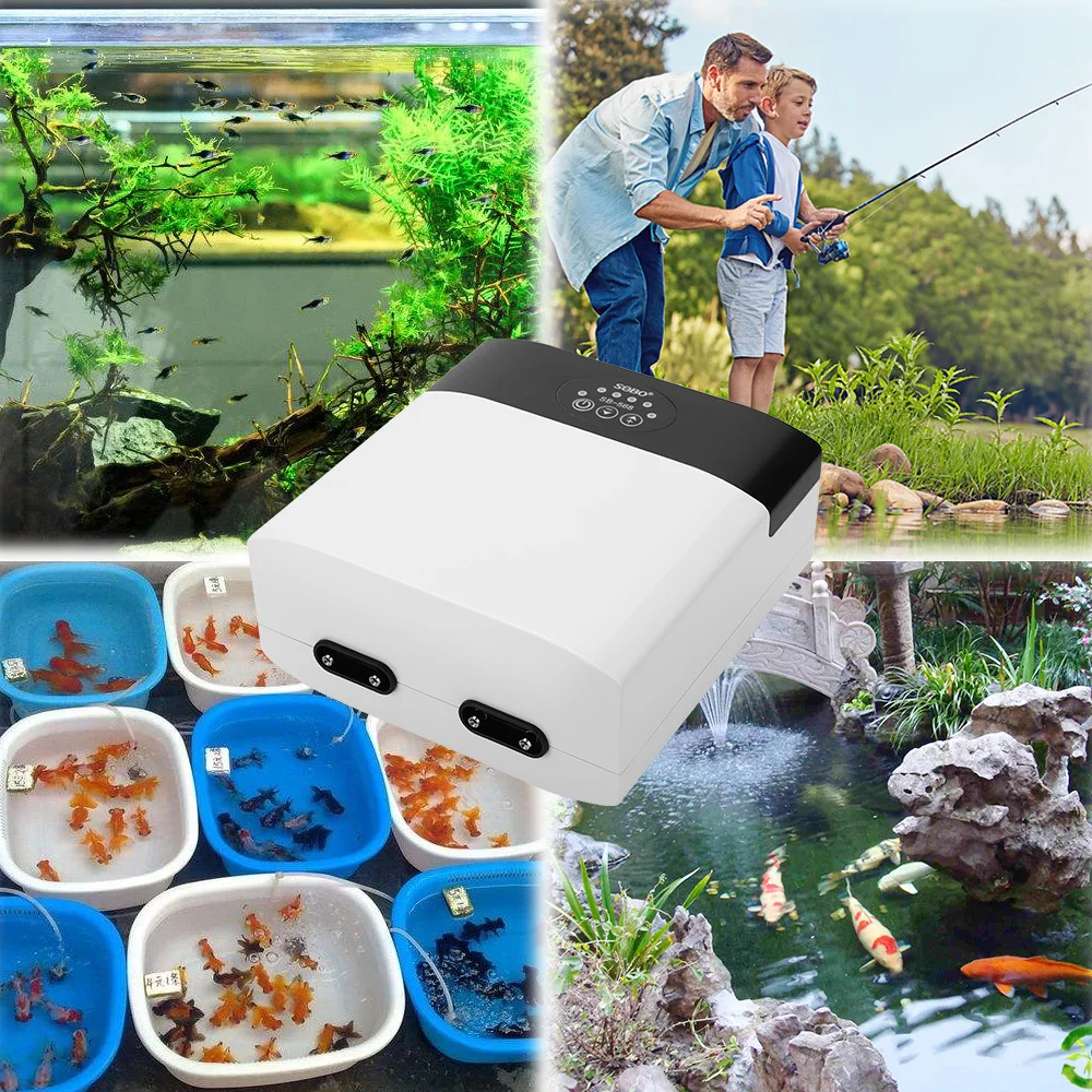 Portable Rechargeable Silent Aquarium Oxygen Pump 12W Plastic ABS Built-in Lithium Battery Fish Tank Air Pumps Accessories product detail 1