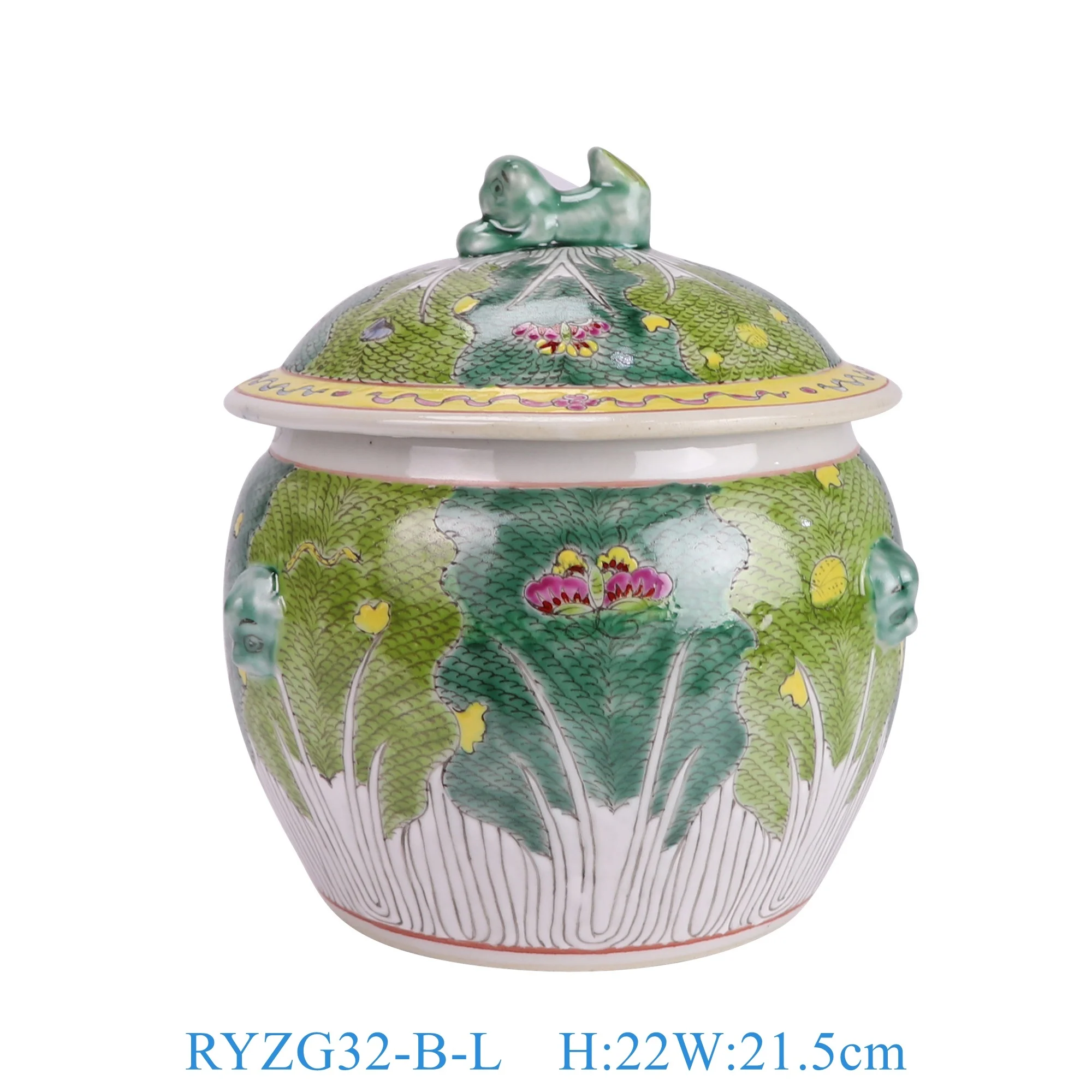 RYZG32-B-L景德镇陶瓷粉彩白菜花蝴蝶图案饭桶陶瓷罐| Alibaba.com