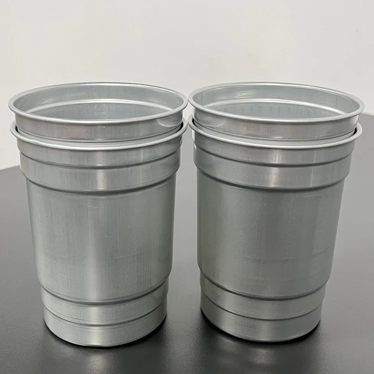 Custom Outdoor Camping Party Cold Drinking Metal Silver Portable Recyclable Reusable Food-Grade Aluminum Cups