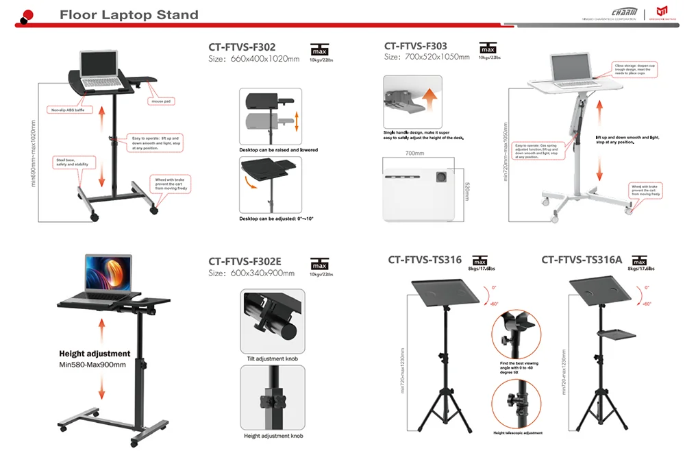 Charmount Adjustable Foldable Aluminum Laptop Stand Portable Laptop