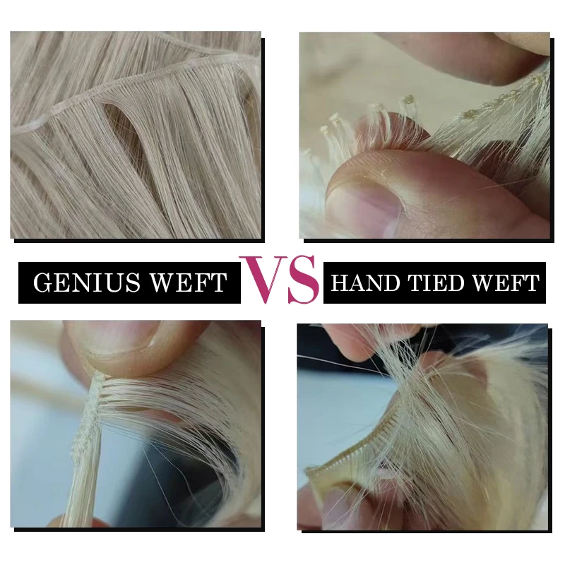 Russian Thin Invisible Genius Weft Hair Extensions Double Drawn Human Hair Volume Genius Weft