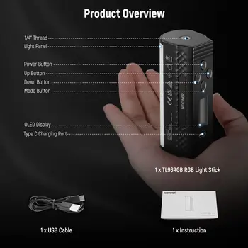 RGB Mini LED Video Light Stick Magnetic RGB Video Light Pocket Sized Mini Handheld Light Wand with 2500mAh Rechargeable Battery detail image