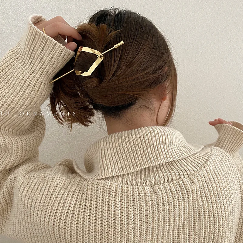 Veijer простая современная металлическая заколка для волос крутая Модная Золотая Серебряная в форме