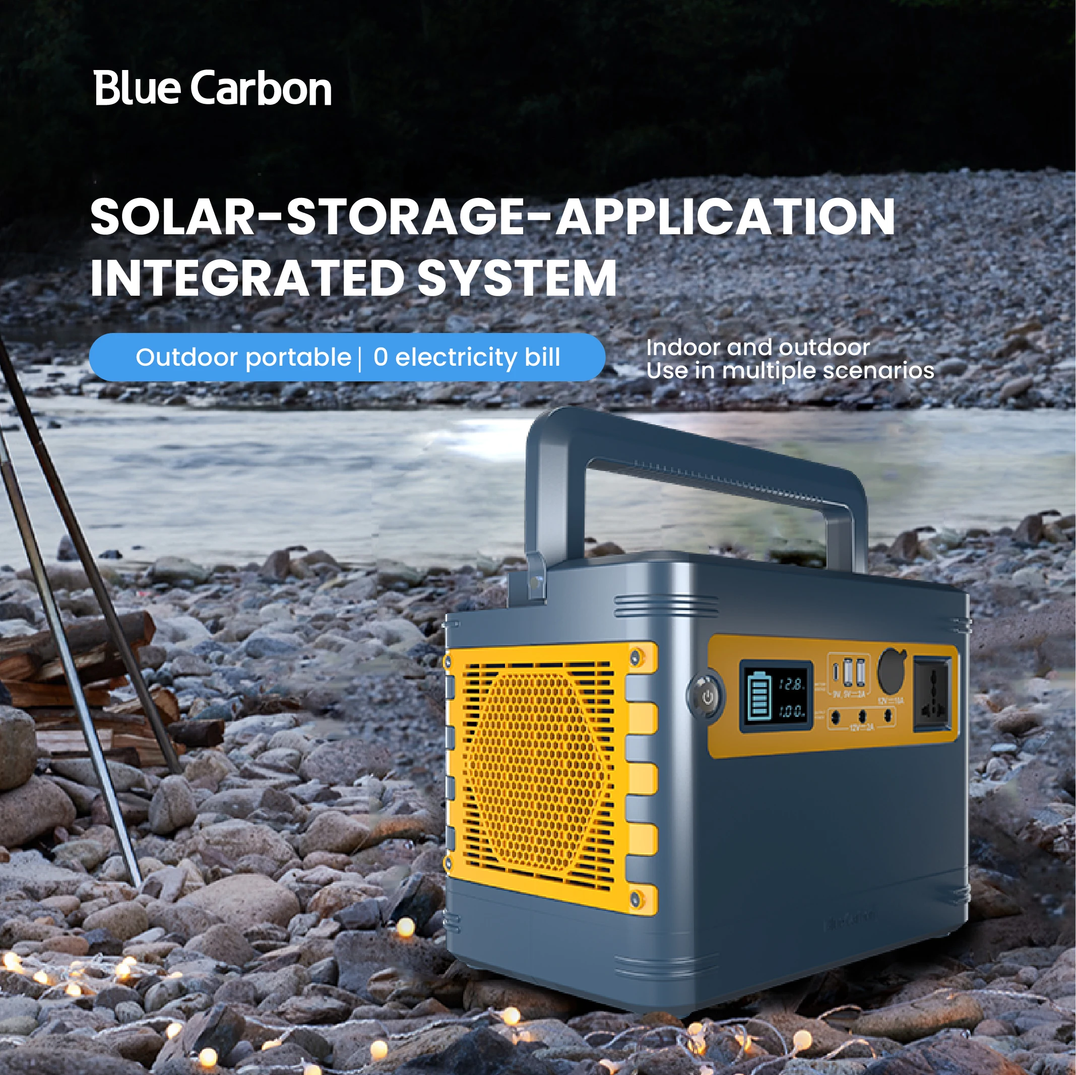 Blue Carbon Portable Lithium Battery Generator 1000w 1KWH Lifepo4 Battery Portable Power Station Solar Power Bank 2025 Best Price