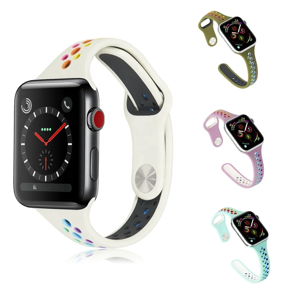 Boorui-correa De Silicona Deportiva Para Apple Watch,Banda De 38mm,42mm,Serie  6,5,4,3,2,Colores Del Arcoíris Transpirables Para Iwatch - Buy Para Reloj Apple  Watch Banda,Correa De Reloj,Para Apple Watch Serie 6 Product on Alibaba.com