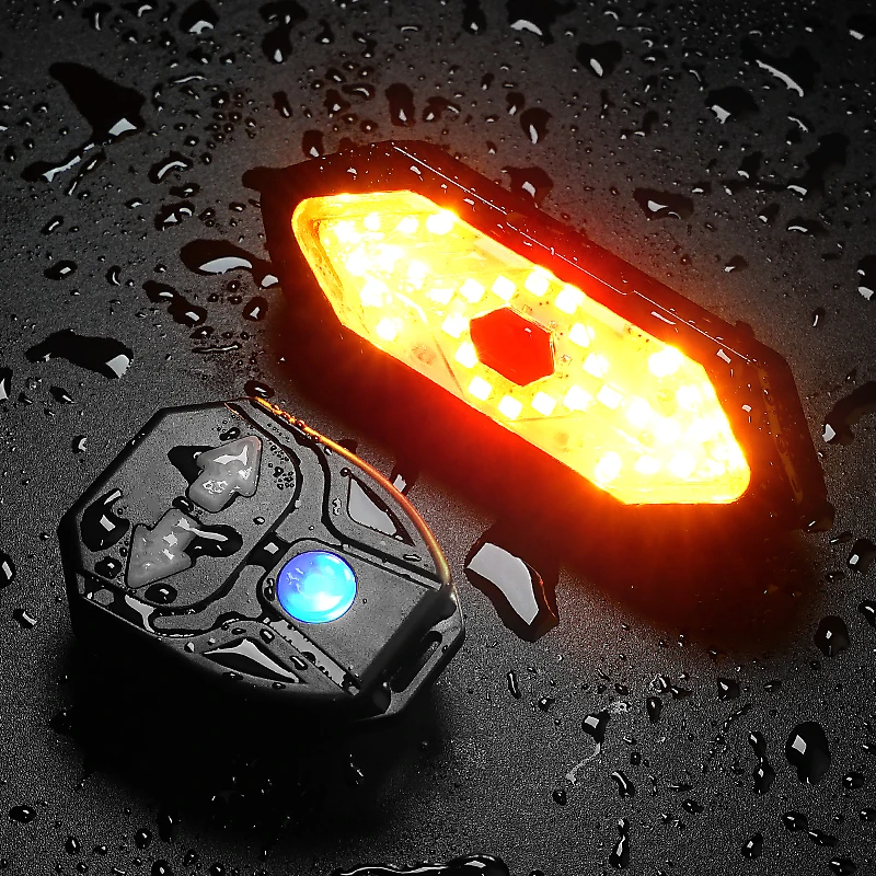 Wireless Remote Control Bicycle Light USB Charging Night Riding Tail Light LED Mountain Bike Safety Warning Light Accessories
