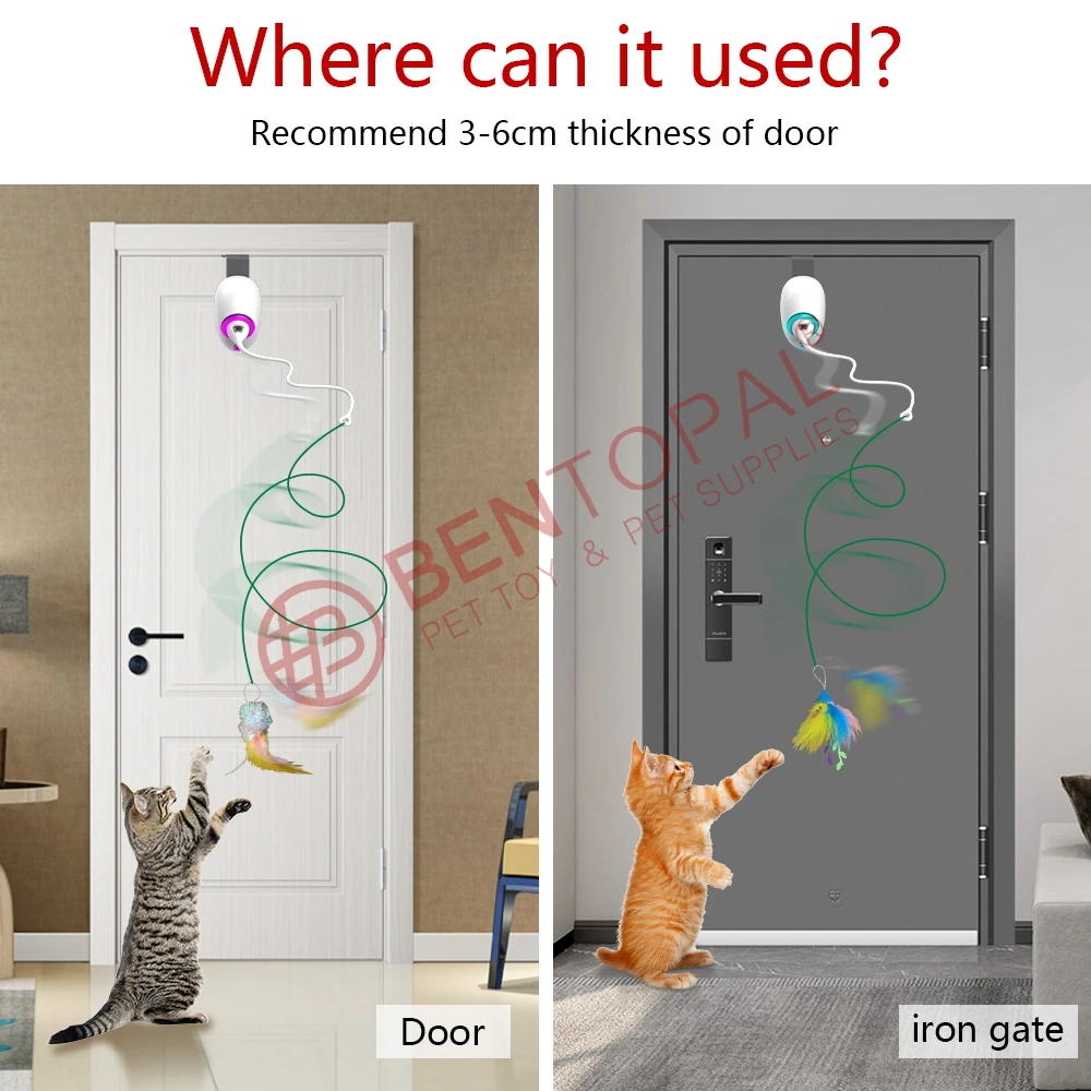 Automatic Cat Toy Interactive Elastic String With Feather Cat Catching