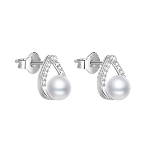 POLIVA Wholesale OEM ODM Custom logo Pearl Earrings Sterling Silver S925 Earrings Fresh Water Pearl Earrings for Women