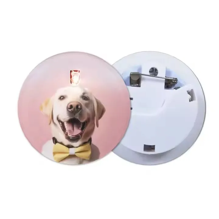RubySub Sublimation Light up Button Customized Printing Acrylic Name Tag With LED Light