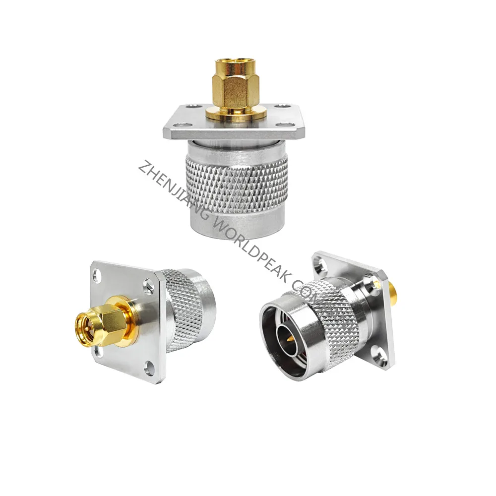 Factory Supplier N-SMA JJ Adapter N Male Plug Flange to Gold Plated SMA Male Plug Coaxial Cable Adapter Connector Adapter