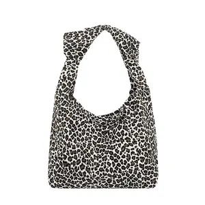 Fashion Korean Girls Print Cotton Canvas Leopard Tote Bag