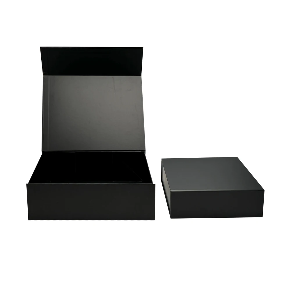 Custom Logo wholesale Luxury folding Magnet clothing Paper Gift box packaging with Ribbon Black Magnetic Gift Box