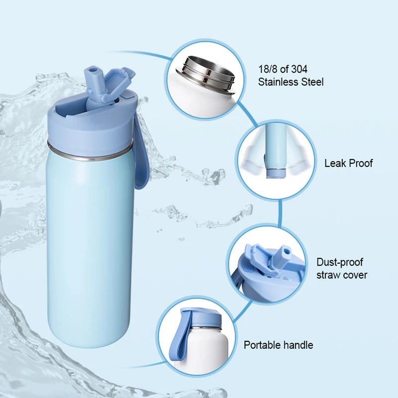 Customized Color BPA Free Custom logo Sports 24oz Gym Thermal Insulated Stainless Steel Water Bottle 18oz With Straw Lid