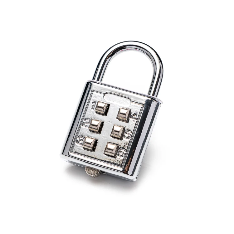 6 Digit Combination Lock 30MM Mini Small Zinc Alloy Silver Push Button Combination Number Luggage Lock