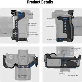 NEEWER Aluminum Video Rig ARRI Holes R50 Camera Cage Compatible with Canon EOS R50 detail image