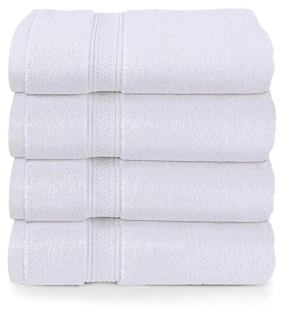 Cotton Plain White Terry Towel, Size: 70x140cm and 50x90cm