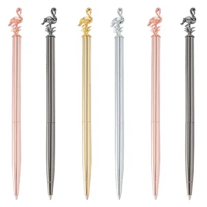 Novelty Cartoon Metal Ballpoint Pen Wholesale Flamingo With Printable Logo Custom Advertising for Student Gift