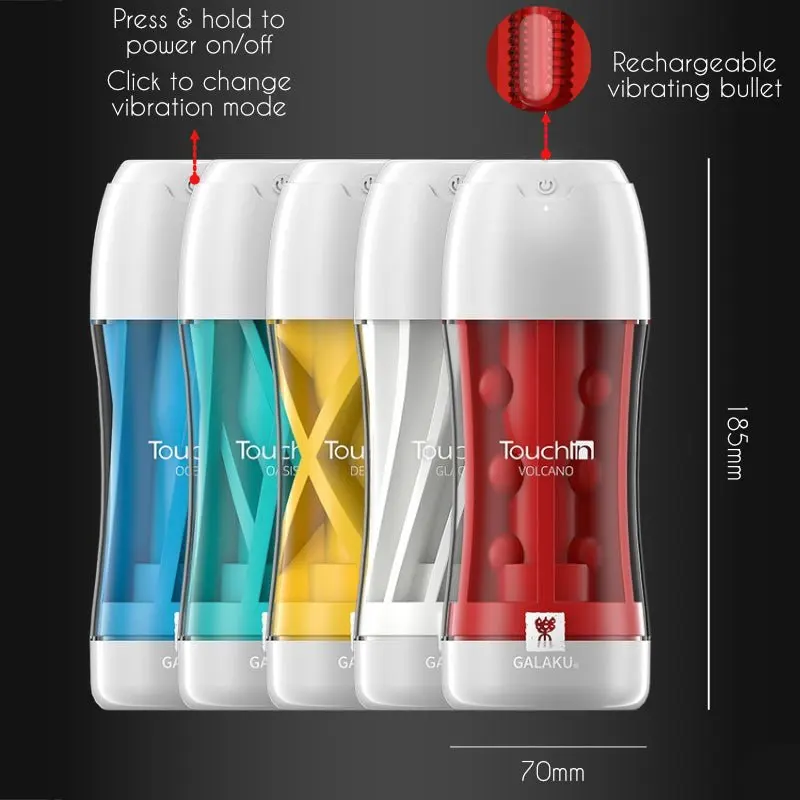 GALAKU Touch in 20 Speed Build in VIBRATOR TPE Vagina Vacuum Male Masturbator Cup Adult Sex Toy for Men