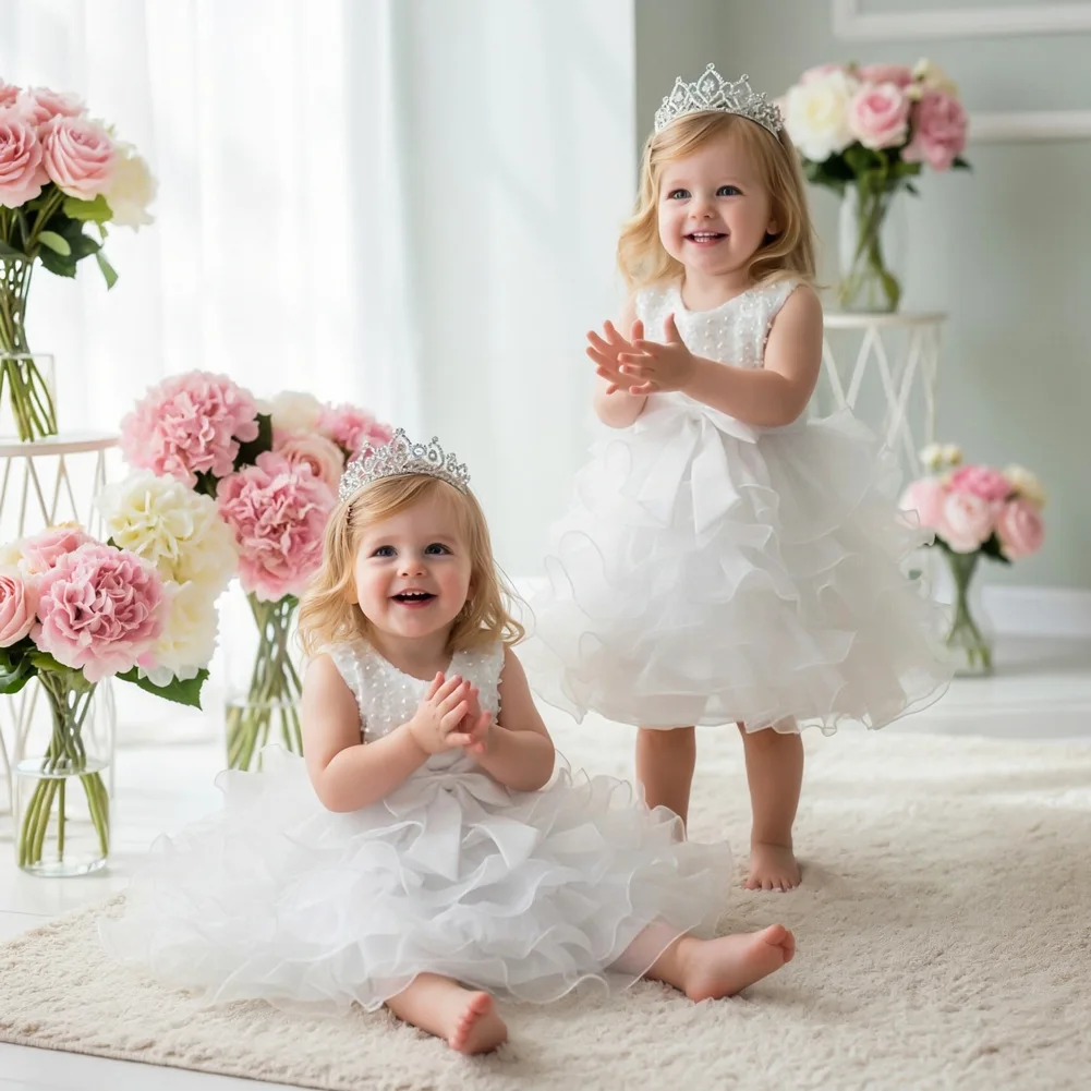 Western Style  Baby Girl Birthday Dresses for 2 Years Old Fluffy Cake Kid Prom Dresses Flower Girl Party Girl Party Dress