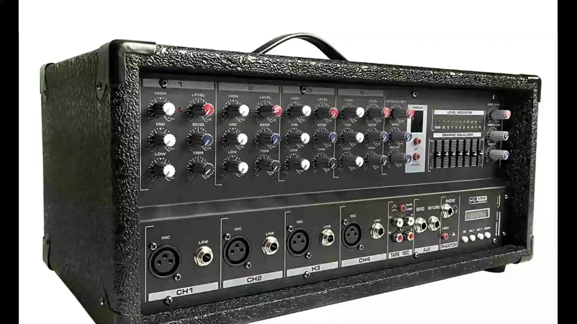 4 Channel Mixer Console Professional Box Mixer Powered Mixer With Case