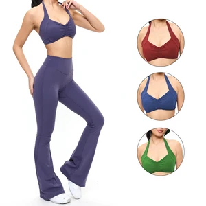 OEM Custom Breathable Women's Fitness Bra Yoga Set Plus Size Front Logo Active Sports Wholesale Yoga Wear with Print Pattern