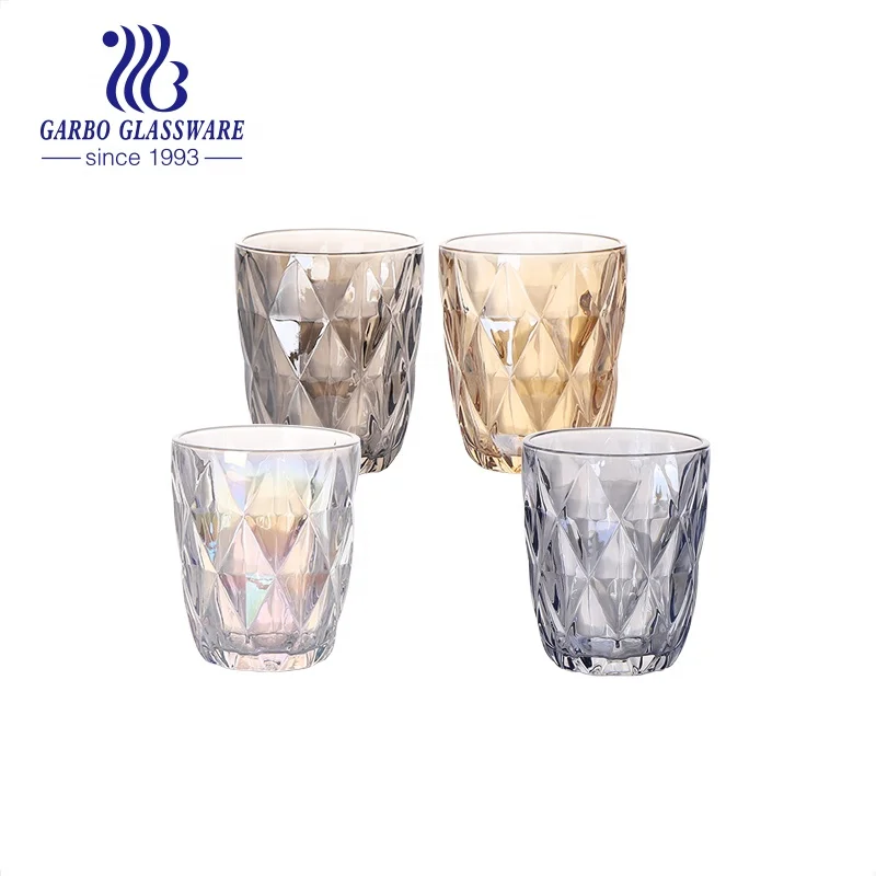 Hand-Painted Gem Glass Short Tumblers, Set of 4 - Amber