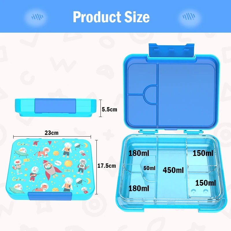 Aohea Hot 4-6 Compartment Plastic Lunch Box  Tritan Tray  Bento Box  for Kids
