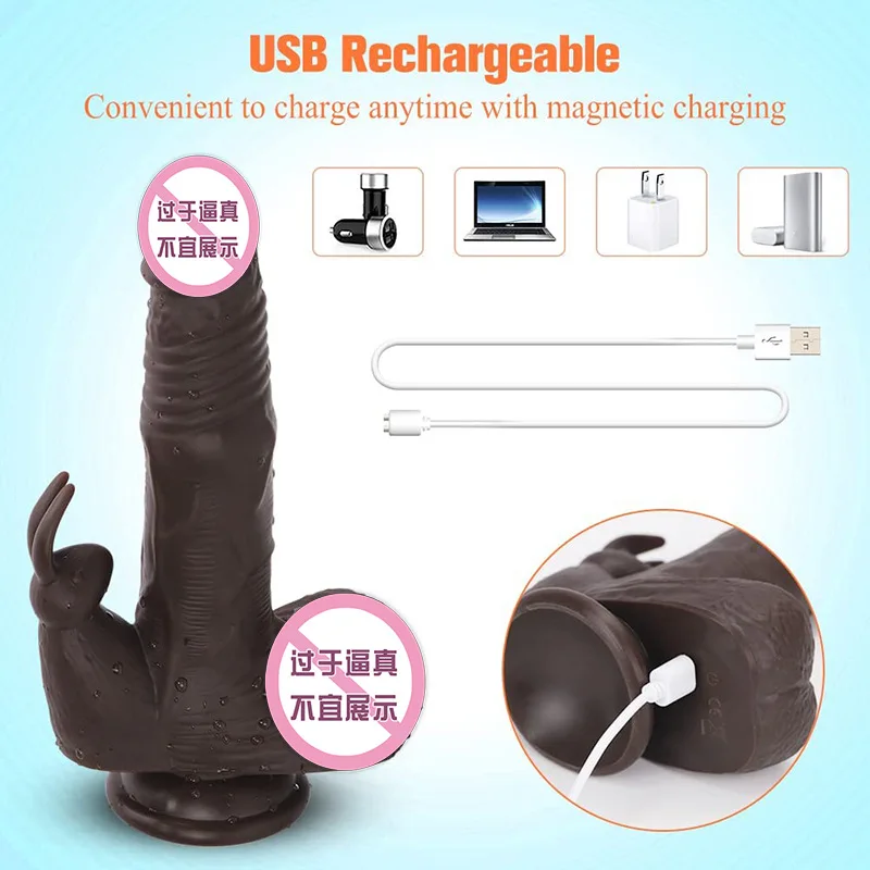 Wireless Silicon Dragon Black Thrusting Dildo Vibrator for Woman Female Masturbation Realistic Dildo