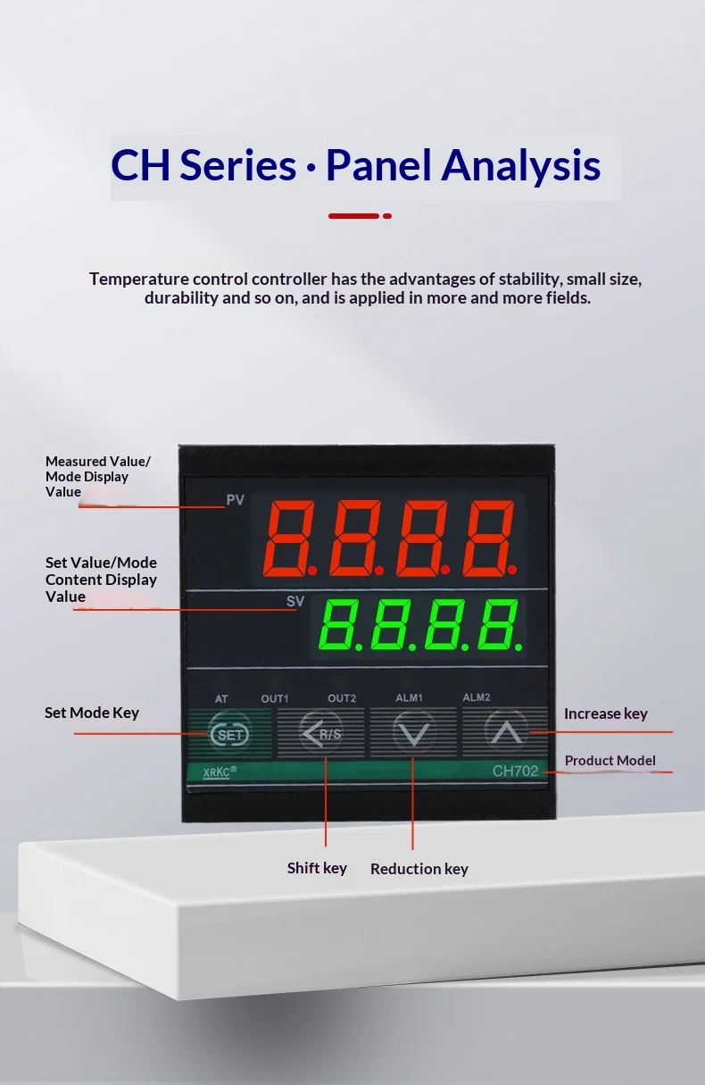 XRKC Smart Temperature Controller CH102/402/502/702/902 96x48mm Digital PID Thermostat OEM/ODM Customizable 0.1C Resolution Data