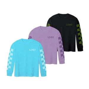 Soft 100%Cotton Infant Long-Sleeve Checkered Panel Shirt with Chest LOGO Placement for Daily Wear