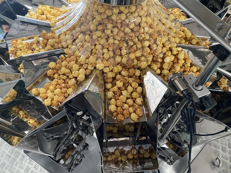 JintianPack Automatic Snacks Bag Vertical Packaging Machine 10/14 Heads Weigher Pouch Puff Nitrogen Food Packing Machine