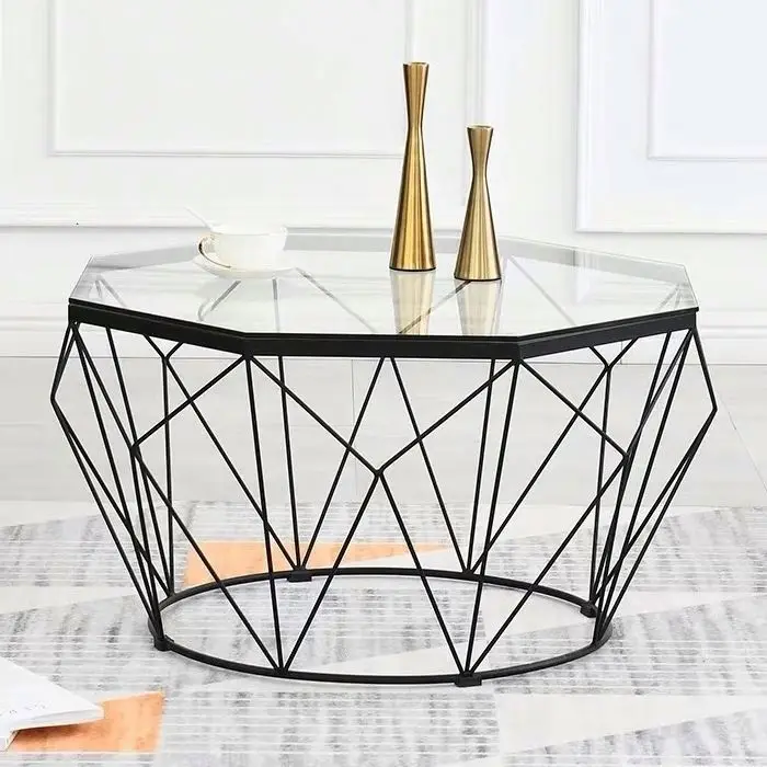 Tavolino Da Caffè Quadrato In Vetro Temperato 68x68 Cm - Design Moderno, Gambe In Metallo, Per Soggiorno E Piccoli Spazi - 3