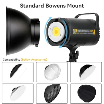 300W LED Video Light 5700K Continuous Dimmable Photography Lamp Photo Studio Daylight Lighting for Camera Softbox Bowens Mount detail image