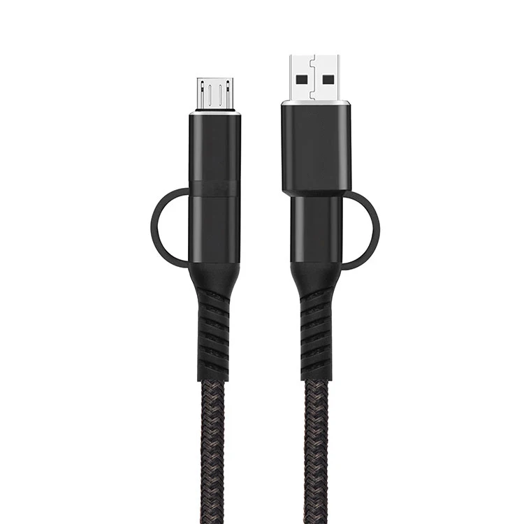Data Cable Charge 1M Nylon Braided Android Muliti Functional 4 in1 USB Cable MICRO USB C TO USB C TYPE Cable