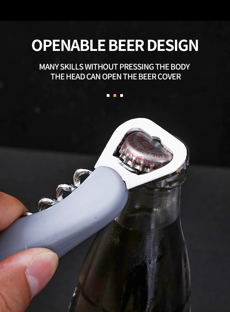 Multifunction Stainless Steel Corkscrew Abs Portable Wine Bottle Opener Colorful Red Black