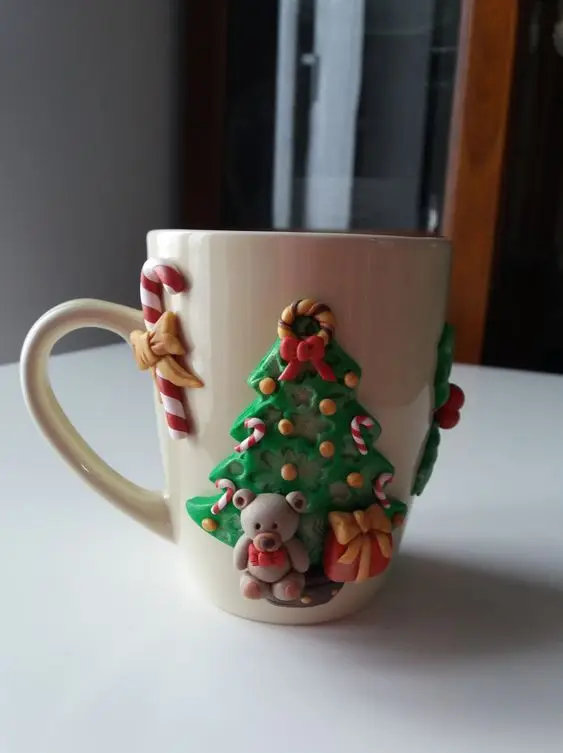 Christmas Decorations Polymer Clay Ceramic Coffee Mugs 3D Mug