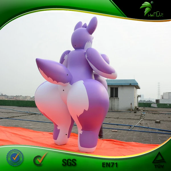 Colorful Design Inflatable Standing Big Boobs Fox Inflatable Hongyi Sex Animal Cartoon Toy with SPH