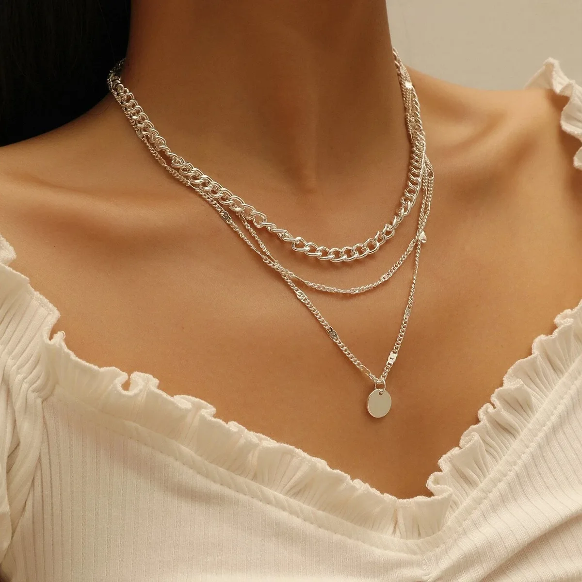 Necklace On Neck Gold Link Chain Women 