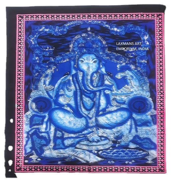 New 2024 Wall Art Decor Hindu Gods Ganesha Cotton Batik Printed Wall