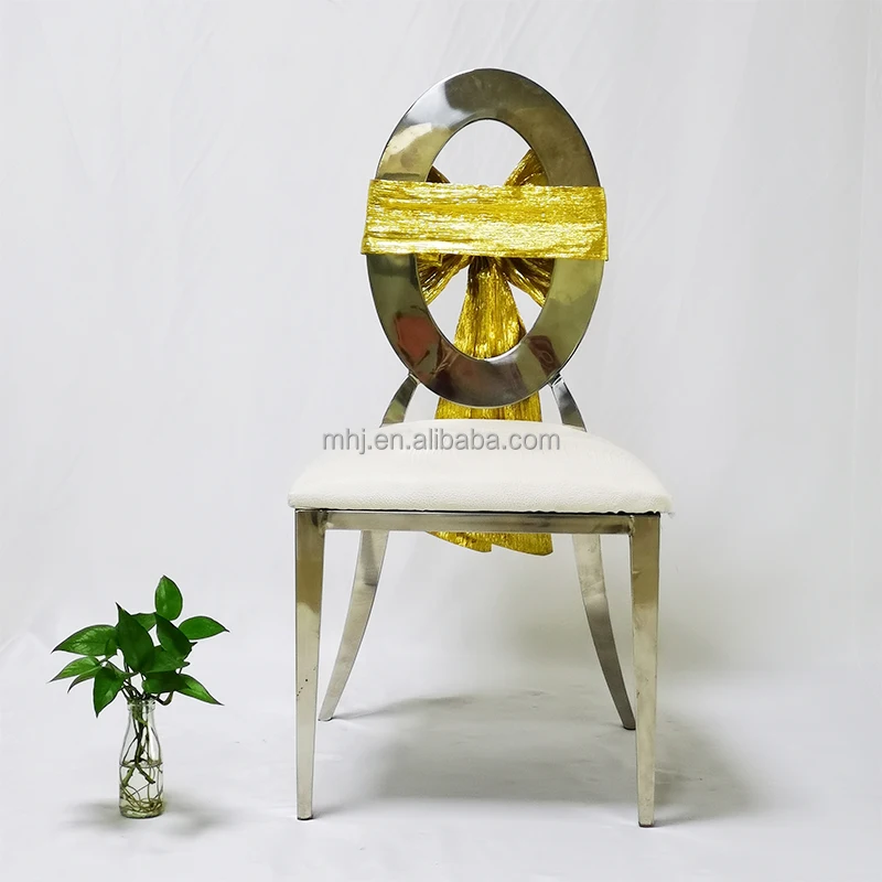 Новый стиль, роскошный стул из нержавеющей стали с круглой спинкой для банкета, мероприятия, свадьбы