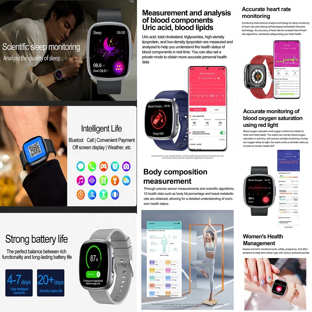 Vanssa ET593 Smartwatch IP68 Waterproof ECG Monitor