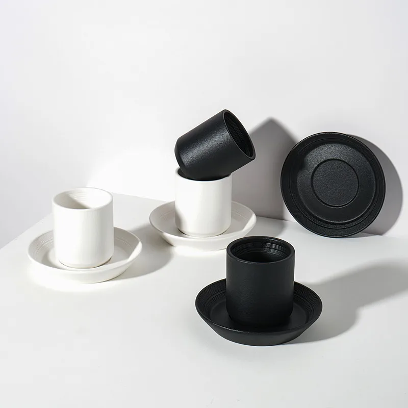 Matte Black White Antique Espresso Cup Small Porcelain Tea Cup Without