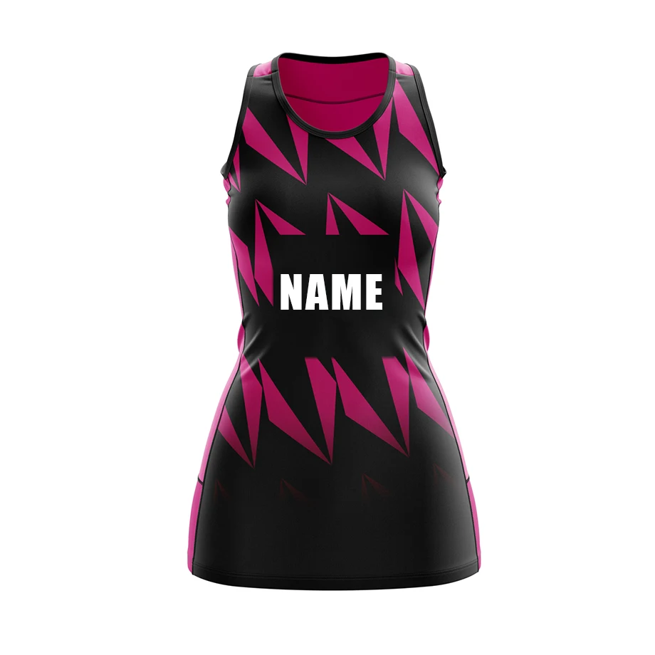 Custom Print Sublimation Netball Dress Netball Uniforms Dress Black and Red Netball Dress for Sports Girls