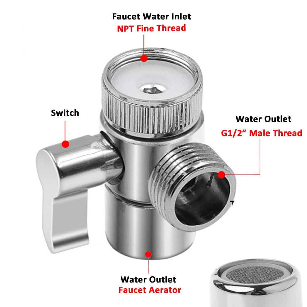 DOITOOL 2PCS Sink Faucet Diverter Valve With Aerator And Male Threaded Adapter – Faucet Connector For Washing Machine Hose Attachment